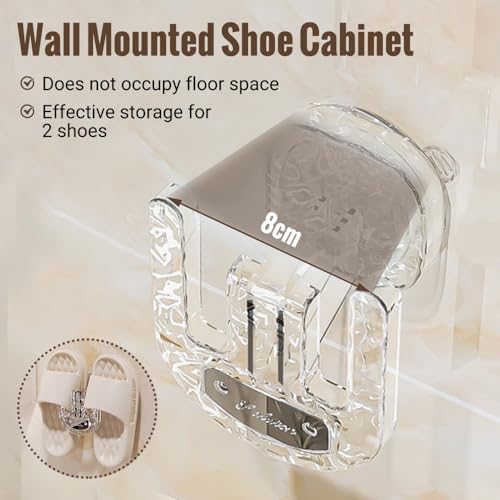 DONGKER Wall Mounted Slippers Rack,2 PCS Clear Suction Cup Shoe Holder without Drilling Can Store 2 Pairs of Shoes for Entrance Bathroom