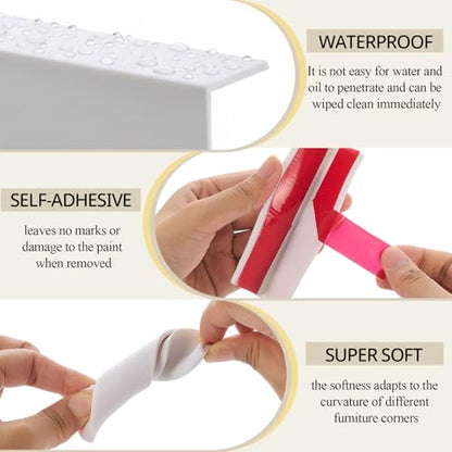 Pangda Baseboard Corners Blocks Self Adhesive Rubber Safety Corner Protectors Proofing Edge Guard Corner Cushion for Wall Furniture Edge(White,12 Pcs)