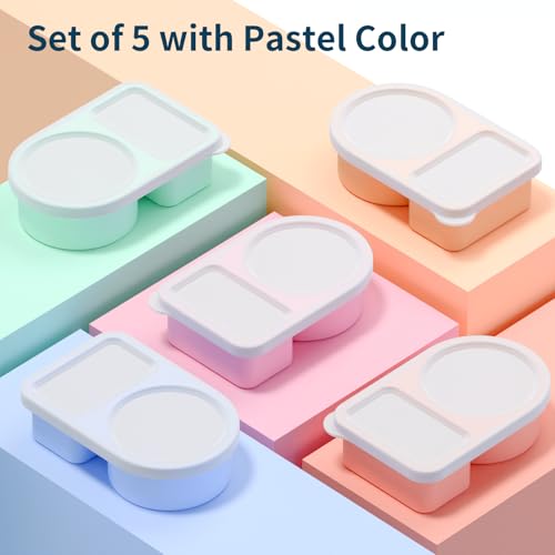 5 Pack Silicone Snack Containers with Lids, Reusable Snackle Box, 8 oz