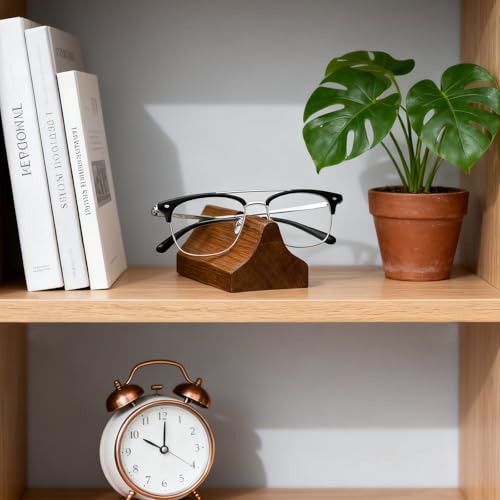 2 Pcs Glasses Stand, Wood Eyeglasses Holder for Desk , Sunglasses Display Case for Home, Office, Desk, Countertop, Nightstand