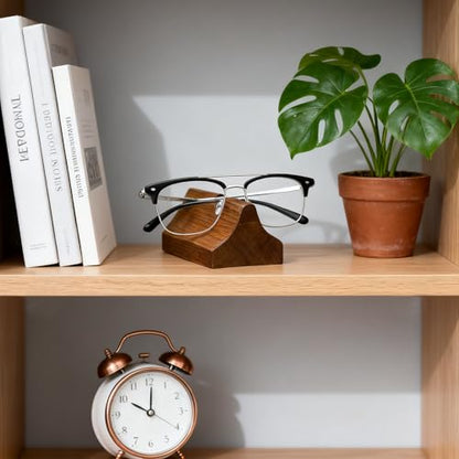 2 Pcs Glasses Stand, Wood Eyeglasses Holder for Desk , Sunglasses Display Case for Home, Office, Desk, Countertop, Nightstand