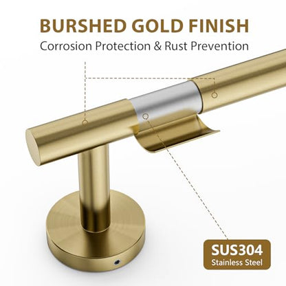 24 Inch Brushed Gold Towel Bar, Thicken, Total Length 26-Inch | Towel Rack for Bathroom Wall, SUS304 Stainless Steel Towel Rod, Modern Home Decor