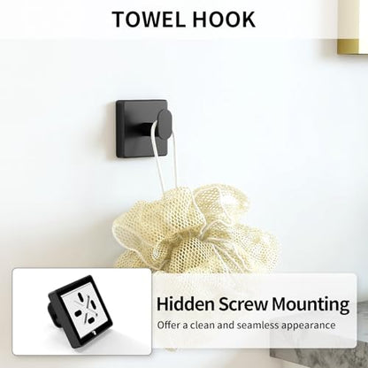 Black Bathroom Accessories Set, 24 inch Towel Racks for Bathroom | Stainless Steel Bathroom Hardware Set, Wall Mounted, 4-Piece