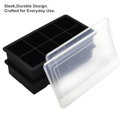 Bangp Large Ice Cube Tray for Whiskey,2 Pack Stackable Big Ice Cube Molds Make 16 Big Whiskey Ice Cubes,Easy Release Square Ice Cube Maker for Cocktails,Whiskey,Soups and Frozen Treats