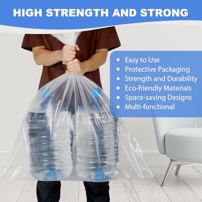 Large Clear Plastic Storage Bags, 40" x 60" Food-Grade Clear Plastic Flat Open Poly Bags for Blanket, Duvets, Pillows, Plush Toys, Comforter and Basement Storage (2 Mil/5 Count)