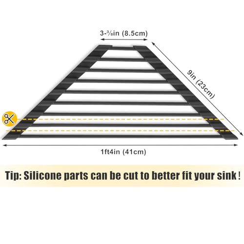 Tomorotec Triangle Roll Up Dish Drying Rack with Silicone Coating, Black | 304 Stainless Steel with BPA-Free Silicone, Triangle Design Maximizes Sink Corner Space, Fits Compact Kitchens And RVs