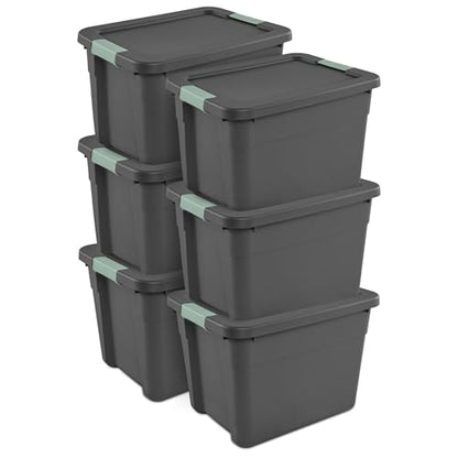 Sterilite Latch Tote Storage with Lids for Home & Office, 12 Gallon, 6-Pack | Heavy-Duty and Stackable Plastic Containers with Latches for Closet, Cabinet, Bedroom, Bathroom and Dorm Room Organization