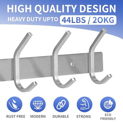 GlazieVault Coat Rack Wall Mount - Stainless Steel (2 Pack) - Heavy Duty Hooks for Hat, Towel, Robes, Jacket, Clothes - Bathroom, Entryway Hanger