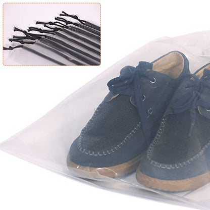 Set of 12 Transparent Shoe Bags for Travel Large Clear Shoes Storage Organizers Pouch with Rope for Men and Women