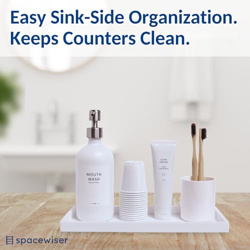 Silicone Countertop & Vanity Tray – 11.7” Bathroom... (White | Silicone)