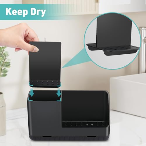 Toothbrush Holders for Bathroom Counter Organizer and Storage (Black) | Easy To Clean, Drainage, Non-Slip, Detachable, Kids Electric Toothbrush Organizer for Bathroom