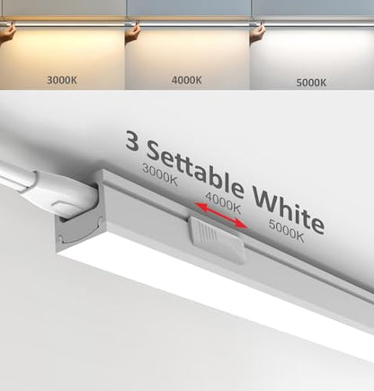 Under Cabinet Lighting Plug in, 16 Inch 1 Pc, Linkable AC120V 3CCT 3000K/4000K/5000K Ultra Slim, LED Under Cabinet Lights for Counter Light, Kitchen, Shelf, Sink, Workshop, Desk, White