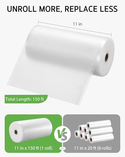 Syntus 11" x 150' Vacuum Sealer Bags for Food Seal Rolls with Cutter | BPA Free, Sous Vide Microwave Freezer Safe, Custom Size, Effortless and Precise Cutting, Works with All Vacuum Sealers