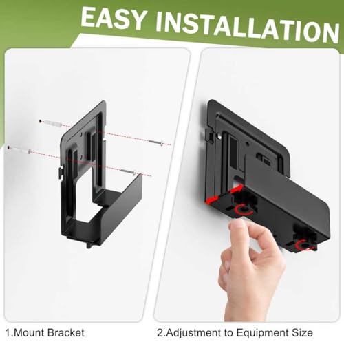 2 Pack Cable Box Mount and Modem Mount | Adjustable Wall Mount for Small and Wide Devices, Media Players, Cable Boxes, Modems, DVD Players