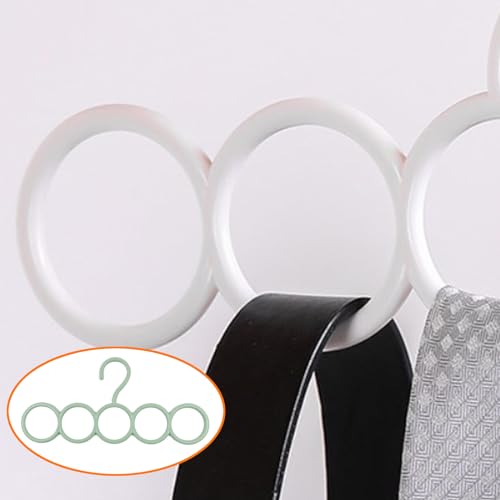Coshar 5 Pack Scarf Hanger Holder (2 White+ 3 Green) | Scarf Storage Organizer for Ties Belts Socks, Ring Hole Slots for Space Saving, Multiple Purpose Tie Belt Rack Organizer