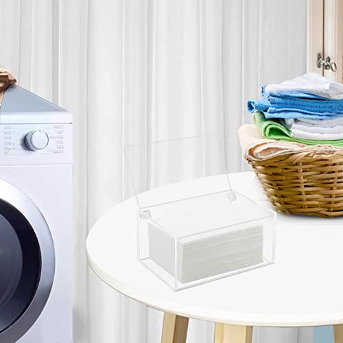 Acrylic Dryer Laundry Sheet Holder Dispenser Clear Container Box with Lid