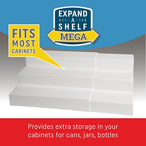 Dial Industries 3 Tier Expandable Kitchen Cabinet Shelf Organizer, Mega | Slides open to fit wide cabinets, Adds extra levels for canned goods and jars, Great for large pantries, cupboards or closets