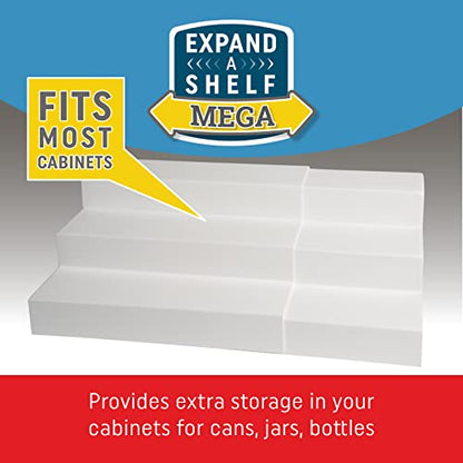 Dial Industries 3 Tier Expandable Kitchen Cabinet Shelf Organizer, Mega | Slides open to fit wide cabinets, Adds extra levels for canned goods and jars, Great for large pantries, cupboards or closets