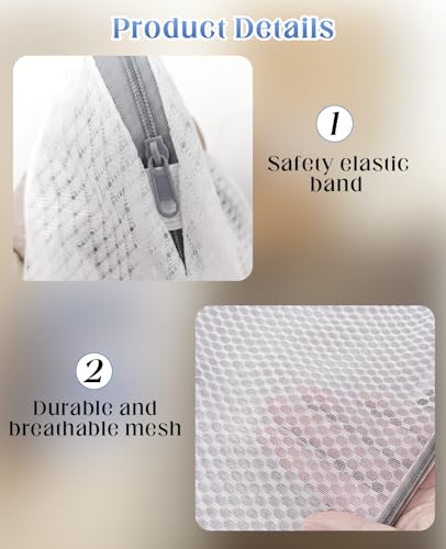 4 Pcs Mesh Hanging Laundry Bag with S Hooks, 15"x12" Laundry Bags for Washing Machine for Clothes Delicates Lingerie Sock