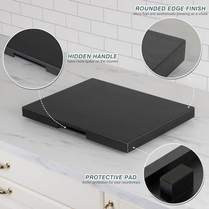 ANBOXIT Appliance Slider, Wooden Sliding Tray for Coffee Maker | Coffee Pot Slider for Counter, Kitchen Caddy Rolling Tray (Classic Black- Wide)