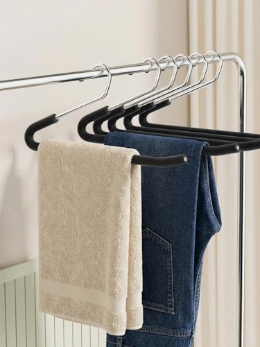 Pants Hangers Open Ended 10 Pack | Non-Slip Heavy Duty Metal Hangers Foam Padded for Jeans, Trousers, Slacks, Towels