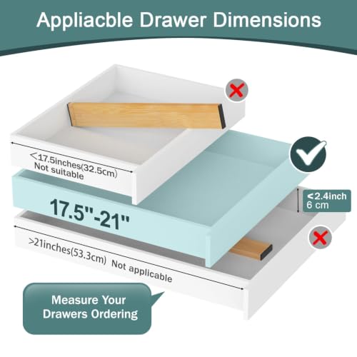 Kitchen Drawer Dividers 4 Pack Adjustable Bamboo Drawer Organizer | 17-22" Adjustable, Spring Loaded, Expandable Utensil Organizer, Works in Kitchen, Dresser, Bathroom, Bedroom, Closet