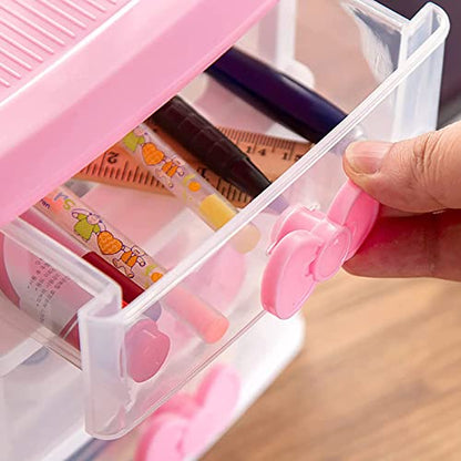 3 Drawers Small Pink Plastic Drawers Organizer, Kawaii Mini Desktop Storage Drawers, Small Pink Drawers Desk Organizer for Bathroom, Vanity, Office, Bedroom