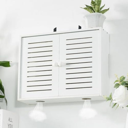 Wifi Storage Box Wall Mount Router Shelf Wooden Wifi Router Box Hider Wall Mount Router Storage Box for Modem Cable