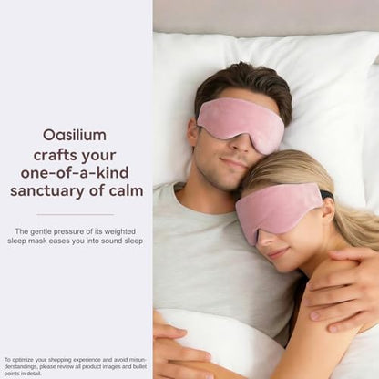 Lyocell Weighted Sleep Eye Mask for Women Men, 5.3oz & 7oz, Removable Washable Weighted Bag, Light Blocking Eye Cover, Soft Eye Shade for Travel Essentials, Office Naps, Gift,Pink