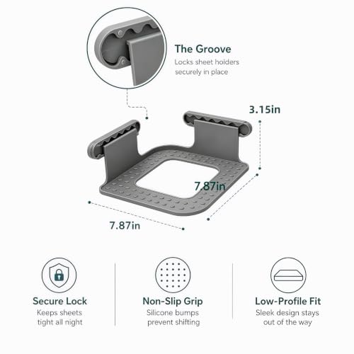 Upgraded Reinforced Bed Sheet Holders for Corners，Fitted Sheet Holder Clips, 4Pcs Grey | Adjustable Bed Sheet Clips to Keep Sheets in Place, Fitted Sheet Straps for Mattress, No Slip Bedding Clips for Bedroom