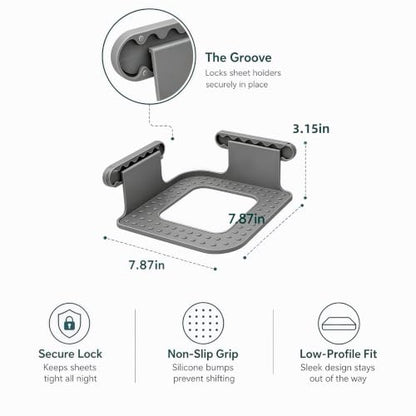 Upgraded Reinforced Bed Sheet Holders for Corners，Fitted Sheet Holder Clips, 4Pcs Grey | Adjustable Bed Sheet Clips to Keep Sheets in Place, Fitted Sheet Straps for Mattress, No Slip Bedding Clips for Bedroom