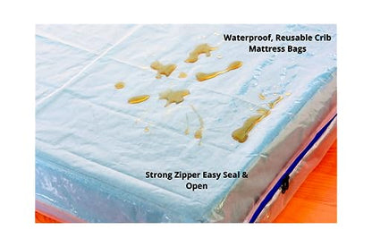 2 Pack Crib Mattress Storage Bags with Zipper, 4 Mil Thick Cover | Plastic Mattress Protector for Moving, Waterproof, Heavy Duty, Tear and Puncture Resistant, Long Term Use