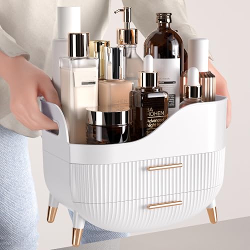 Pajiriona Makeup Organizer with Drawers,Skincare Organizer for Vanity,Storage Box with Handle,Large Cosmetic Display Case for Dresser, Bathroom Countertop