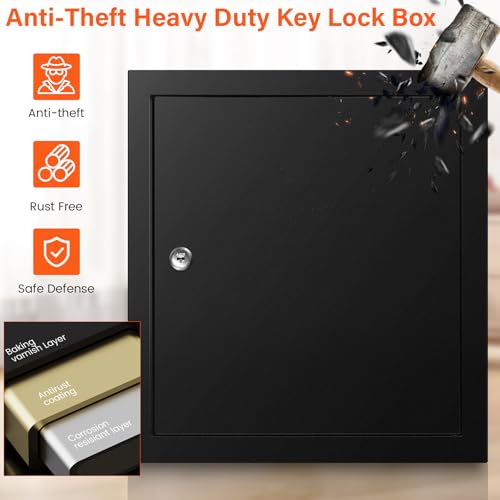 100 Keys Key Cabinet with Drop Slot , Anti-Theft Key Lock Box with Key Tags | Key Organizer Wall Safe for Car Office House Garage Rental Business
