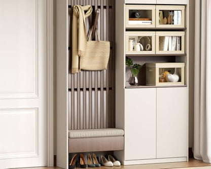 Collapsible & Stackable Fabric Storage Bins with Front Window, 6 Pack for Closet, Bedroom, Nursery, Home & Office, Beige, 14.9 x 9.8 x 9.8 Inches
