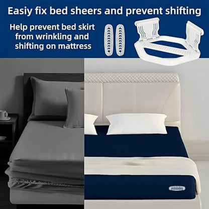 4Pcs Bed Sheet Straps – No-Slip Adjustable Clips for Mattress, Keeps Sheets Tight (White)