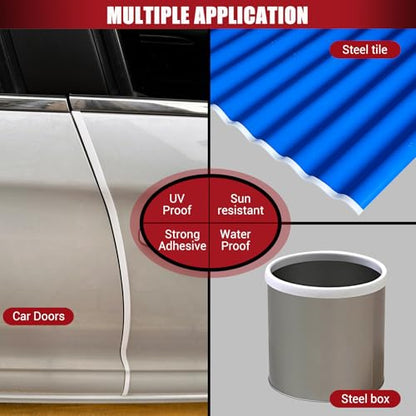 Rubber Edge Trim, Flexible Baby Proof Edge Trims for Sharp Edges, 1/16" U Channel Edge Protector, Self Adhesive Edge Guards for Car Doors and Sheet Metal Parts, 20Ft, White Color, Silicone Material