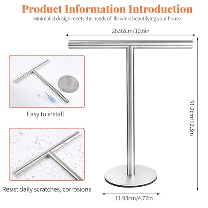 Bath Hand Towel Holder Standing, 13 Inch T-Shape Towel Bar Rack Stand, SUS304 Stainless Steel Brushed Finish,Tower Bar for Bathroom Kitchen Vanity Countertop