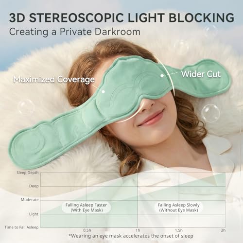 Weighted Sleep Mask with Gentle Pressure | Lightweight, Soft, Breathable & Skin-Friendly | Perfect Blackout for Deep Sleep, Travel, Meditation,Yoga (Light Green, Ruyi)