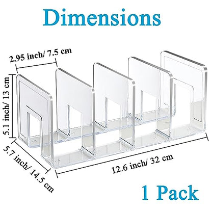SAYEEC Acrylic File Sorter, Clear File Holder Acrylic Desk Organizer, Sturdy Desktop Files Organizer Files Folder Holder Rack for Envelopes Mail Letter Paper Notebook Electronics (4 Sections, 1 Pack)