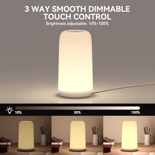 Touch Bedside Table LED Lamp, [Sleek Design & RGB Mode] Multi-Color Dimmable with Warm White Lights, Birthday Gifts for Women Mom, Smart Nightstand Small Lamp for Bedroom Living Room Home Decor