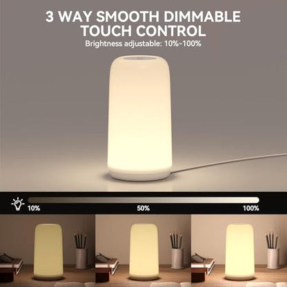 Touch Bedside Table LED Lamp, [Sleek Design & RGB Mode] Multi-Color Dimmable with Warm White Lights, Birthday Gifts for Women Mom, Smart Nightstand Small Lamp for Bedroom Living Room Home Decor