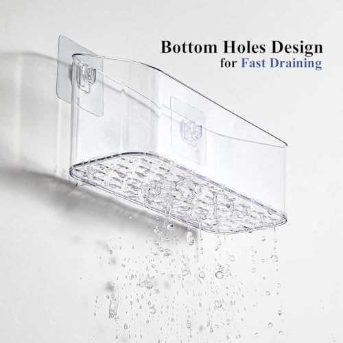 Bath Toy Storage Holder, 2 Pack Clear Bathtub Shower Caddy Shower Organizer | No Drill Large Drainage Basket Holds Bath Toys & Shower Supplies, Keeps Kids Toys Dry for Tub, Shower Stall, Kids Bathroom