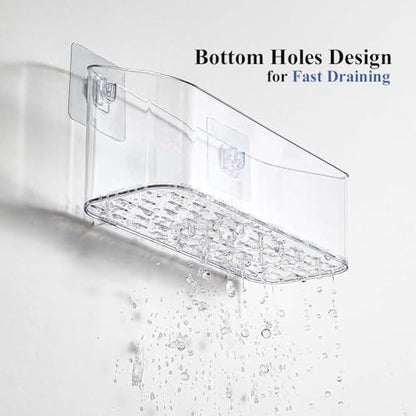 Bath Toy Storage Holder, 2 Pack Clear Bathtub Shower Caddy Shower Organizer | No Drill Large Drainage Basket Holds Bath Toys & Shower Supplies, Keeps Kids Toys Dry for Tub, Shower Stall, Kids Bathroom