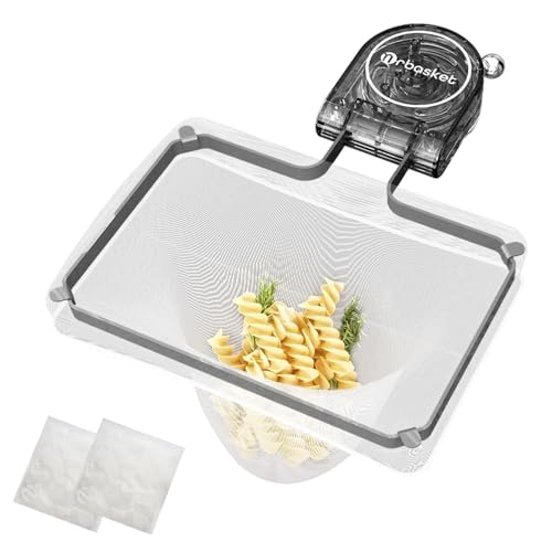 Kitchen Sink Strainer with 100 PCS Filter Mesh Bag, Food Waste Filter Basket, Suction Cup Folding Washing Vegetables and Fruits Drying Bag Holder(Grey)