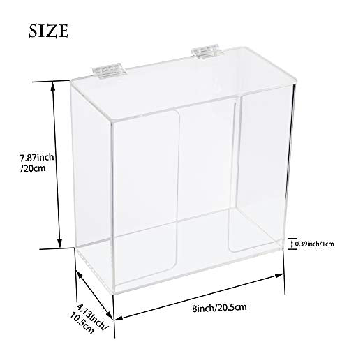 Face Mask Dispenser Box Holder Acrylic Case Hygiene Station with Lid. Countertop/Wall Mount Storage Container for Disposable Masks, Gloves, Napkins, Hairnets, Shoe Covers. Clear