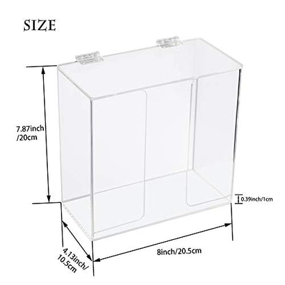 Face Mask Dispenser Box Holder Acrylic Case Hygiene Station with Lid. Countertop/Wall Mount Storage Container for Disposable Masks, Gloves, Napkins, Hairnets, Shoe Covers. Clear