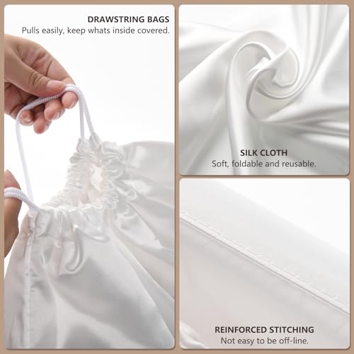 6 Pack 19.6 x 15.7 in Dust Bags for Purses and Handbags | Silk Cloth Bag With Drawstring Dust Bags for Storage Handbag, Purse, Shoes, Boots (White)