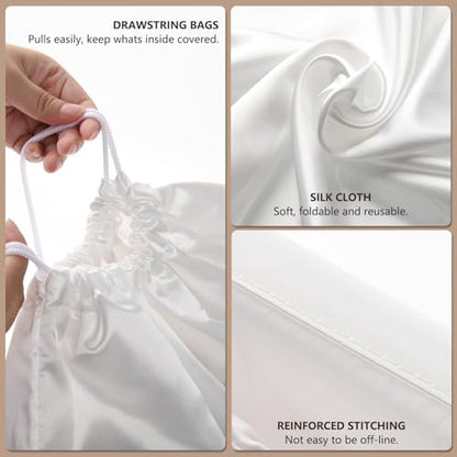 6 Pack 19.6 x 15.7 in Dust Bags for Purses and Handbags | Silk Cloth Bag With Drawstring Dust Bags for Storage Handbag, Purse, Shoes, Boots (White)