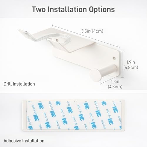 Hair Dryer Holder, Dyson Hair Dryer Holder, Blow Dryer Holder with Cord Hook SUS304 Stainless Steel Wall Mount, Self Adhesive/Screw Space Saving Hairdryer Holder for Bathroom White